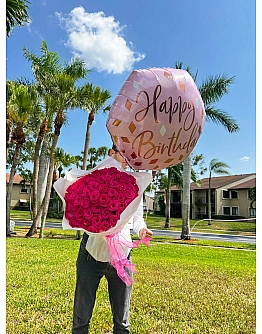 Fuchsia Spark Roses Bouquet