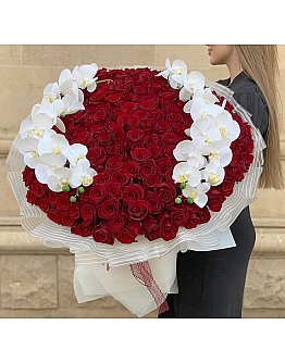 Imperial Red Roses and Orchids